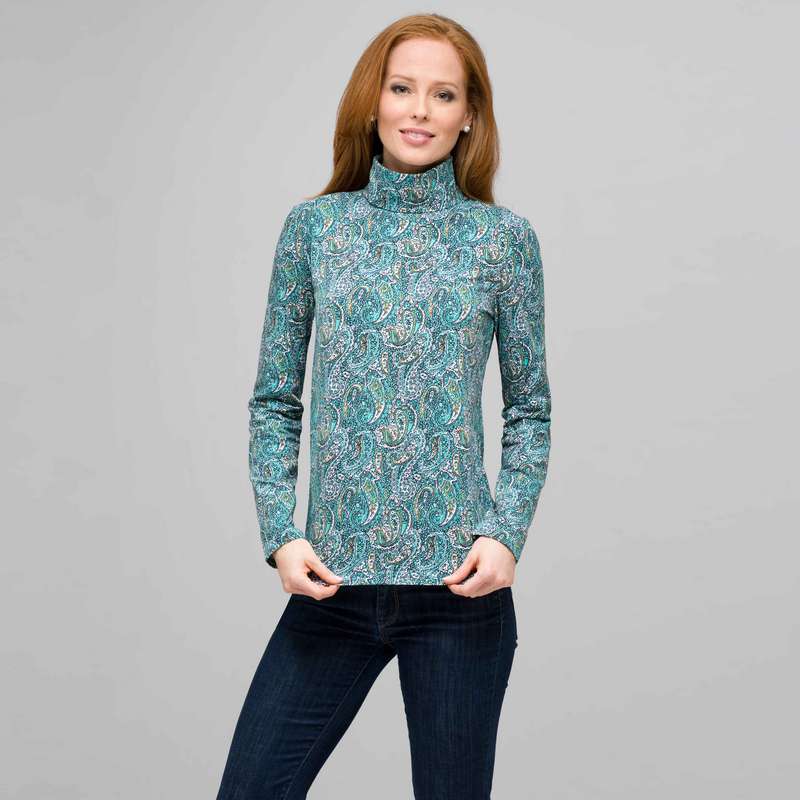 Paisley Turtleneck Top, , large