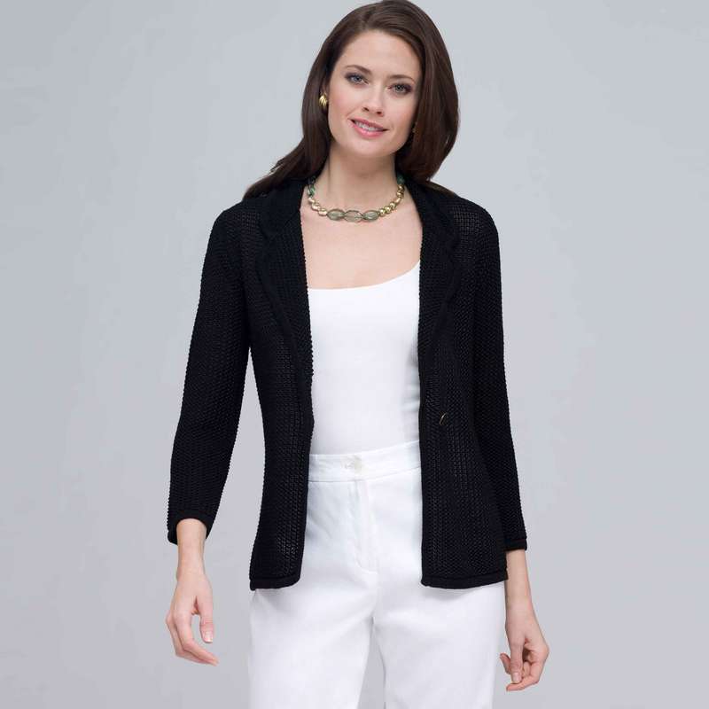 3/4 Sleeve Notch Cardigan., , large